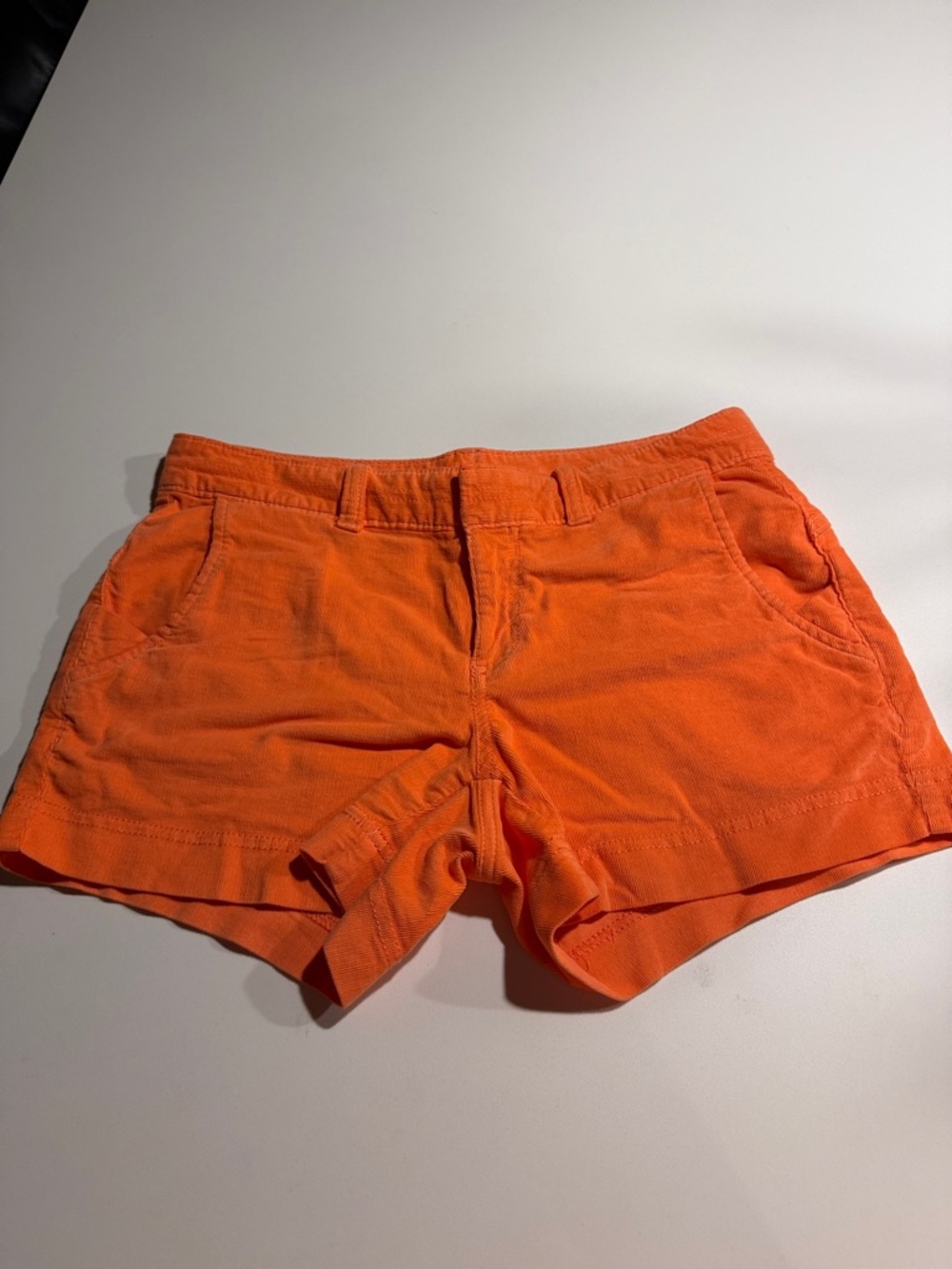 Athleta Orange High-Waist Corduroy Shorts